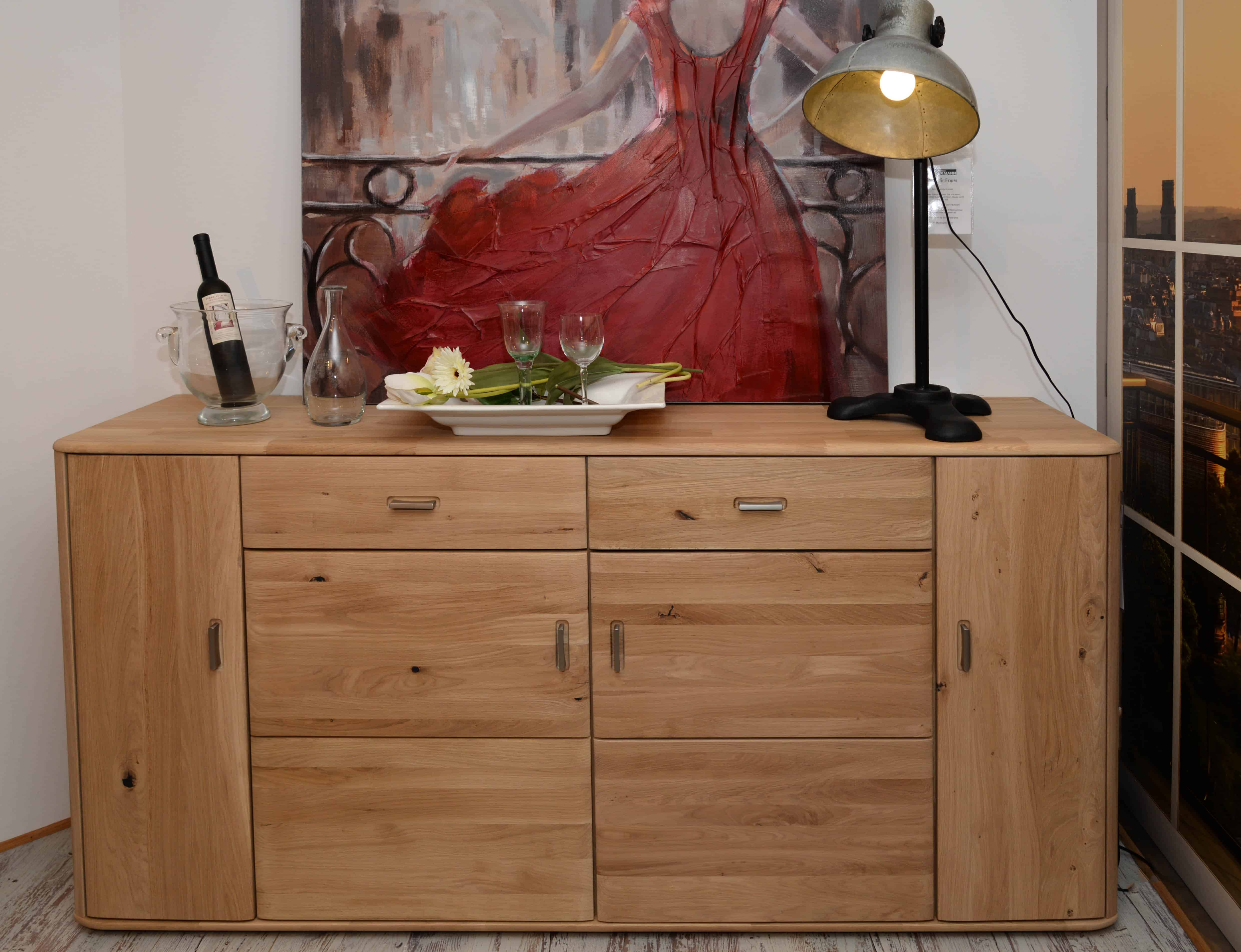 Sideboard MODENA, Balkeneiche massiv, Bianco geölt