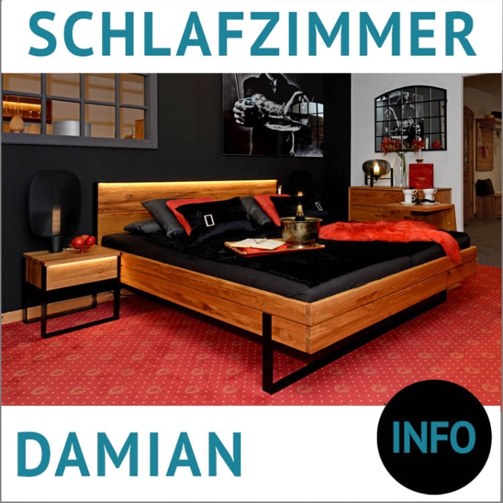 Möbelset QUANT Schlafzimmer Bett 180 cm Kleiderschrank Kommode