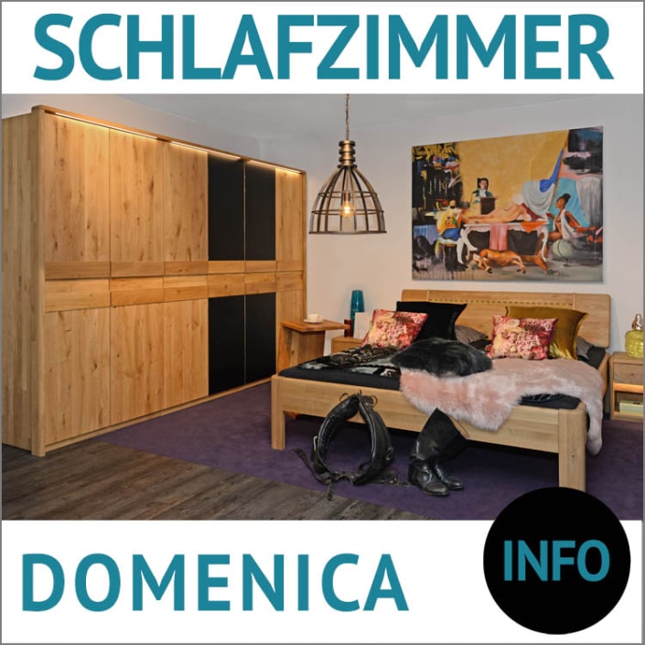 Schlafzimmermöbel DOMENICA, Massivholzbett, Kleiderschränke Massivholz, Kommoden für Schlafzimmer