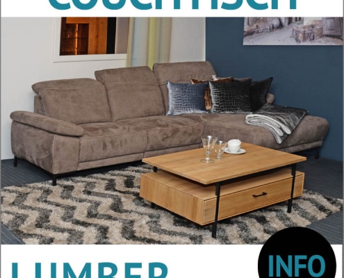 Couchtisch mit Schublade LUMBER, Eiche massiv, Roheffekt geölt, Highboard, Garnitur FABIAN