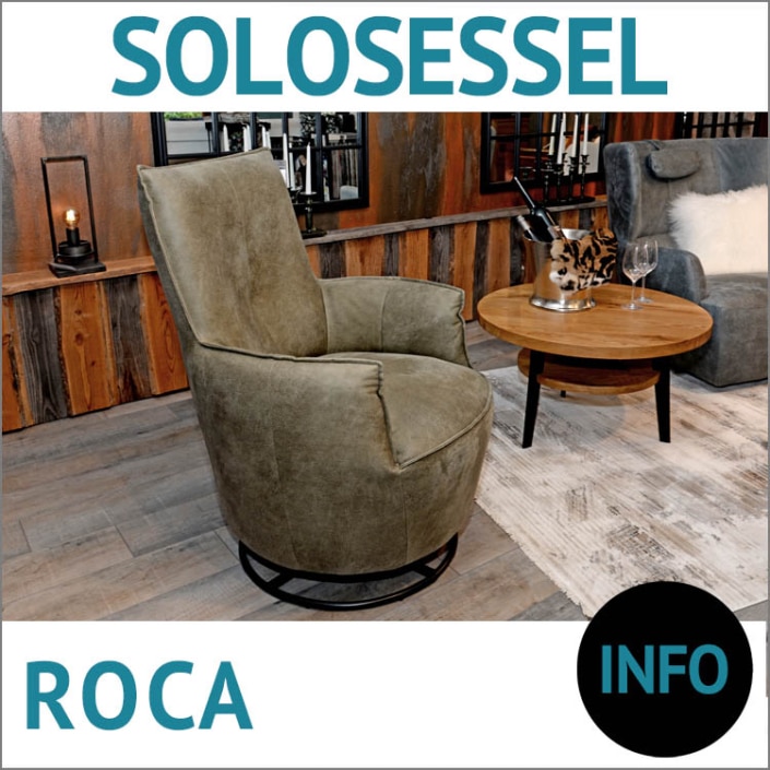 Schaukel- und Ohrensessel ROCA, Mikrofaser bezogen, Couchtisch CARNA mit REMUS