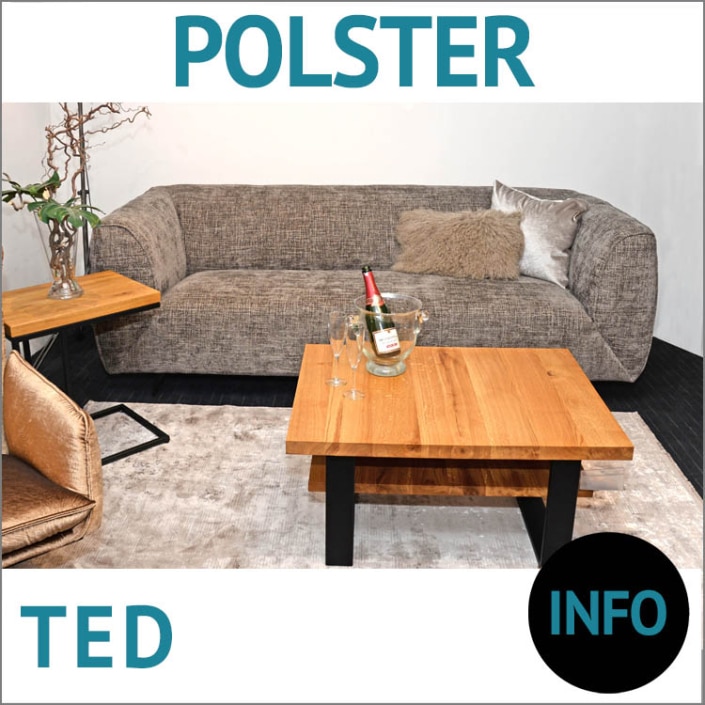 Couch TED, Beistelltisch TIMBER, Sessel DIANA, Couchtisch FIDES