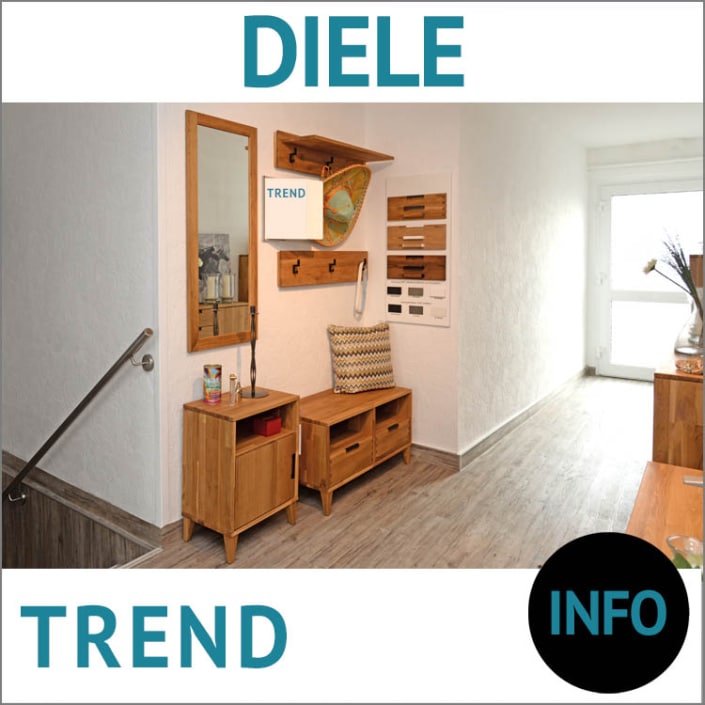 Flur-Garderobe TREND, Massivholz Eiche zum Hängen und Stellen