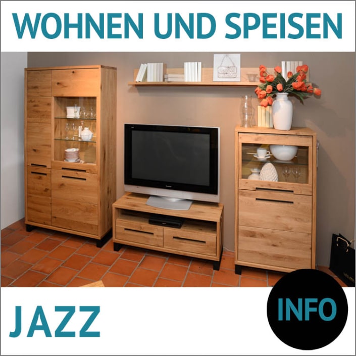 Massive Möbel, Wohnwand aus Balkeneiche, made in Germany, das ist JAZZ