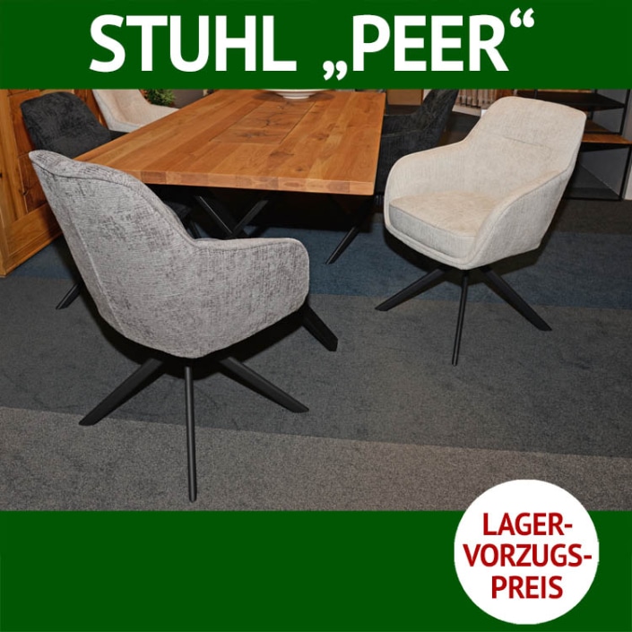 Stuhl PEER, drehbares Spider Untergestell, Webstoff-Bezug