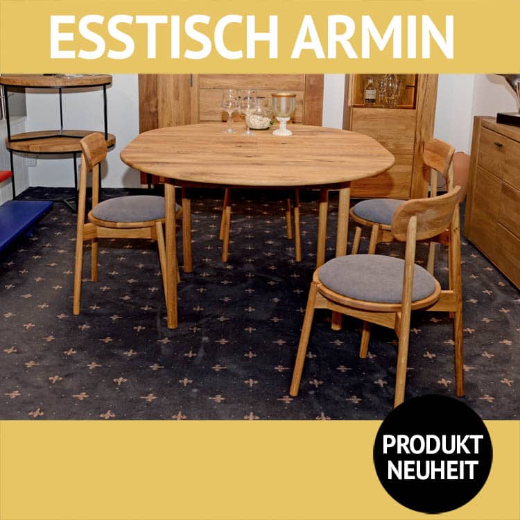 runder ausziehbarer Esstisch ARMIN, Wildeiche NH