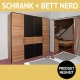 Schlafzimmer-Kombination NERO, Kernbuche massiv, Kleiderschrank 4-türig und Doppelbett mit NaKo