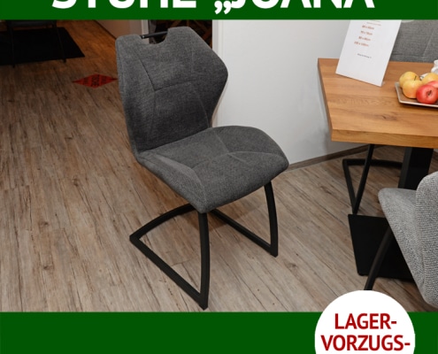 Stuhl JOANA, Freischwinger mit schwarzem Metallgestell, Bezug Webstoff