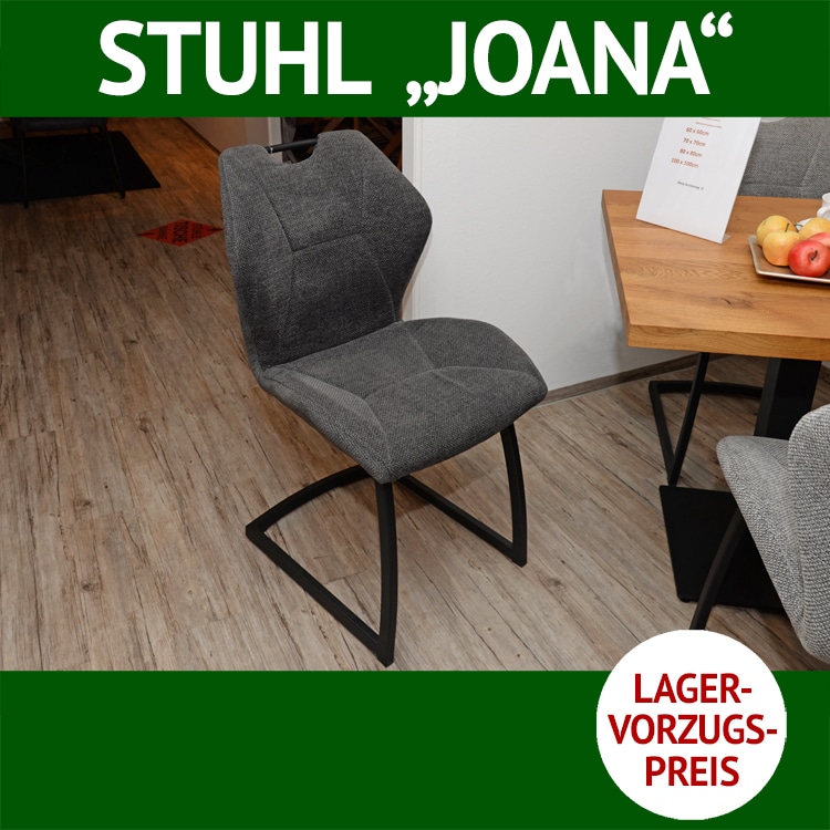 Stuhl JOANA, Freischwinger mit schwarzem Metallgestell, Bezug Webstoff