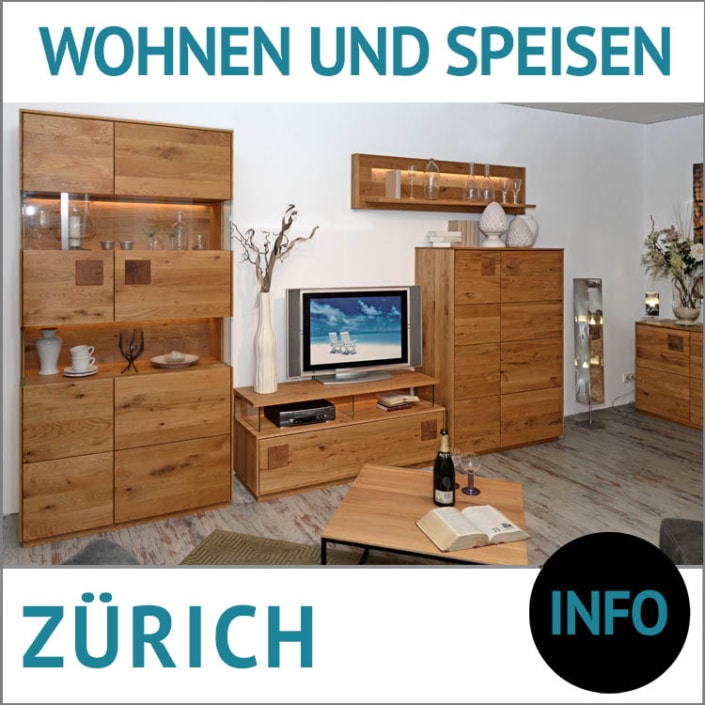 moderne Möbel für Ihr Wohnzimmer, ZÜRICH, Wildeiche massiv, natur geölt, Doppel-Vitrine, TV-Lowboard, Wandboard, Highboard