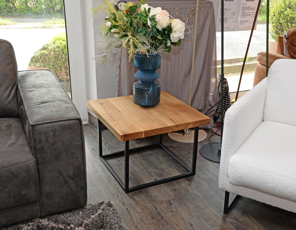 Couchtisch aus massiven Holz und Metall BOX, Garnitur DANIO und Sessel CORK Couchtisch aus massiven Holz und Metall BOX, Garnitur DANIO und Sessel CORK