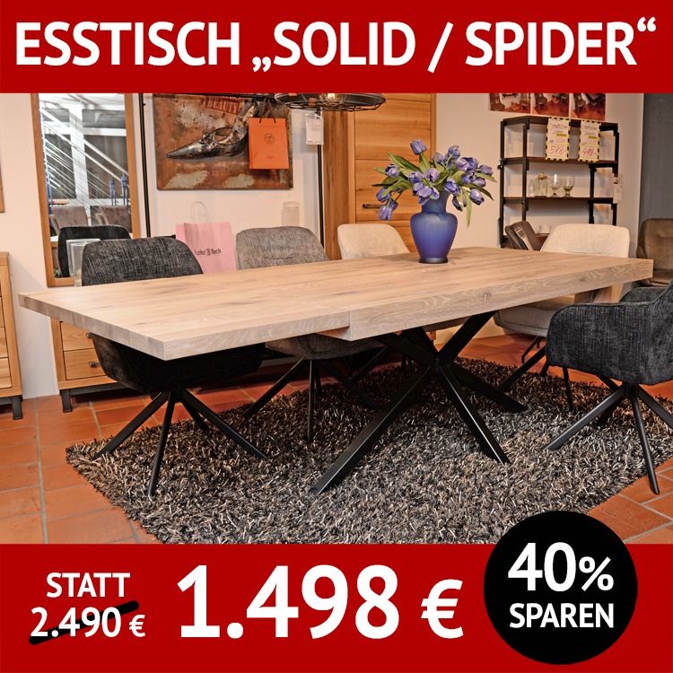 Esstisch mit Ansteckplatte SOLID SPIDER