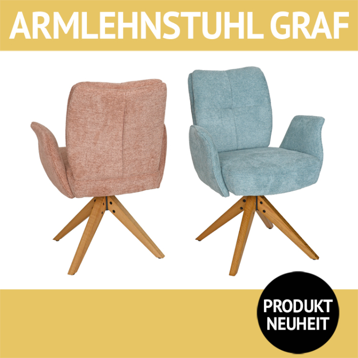 Stuhl GRAF, mit drehbarem Holzuntergestell