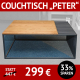 Couchtisch PETER aus Wildeiche, massiv und schwarzem Metall