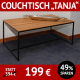 Couchtisch TANJA, massive Wildeiche und schwarzes Metall