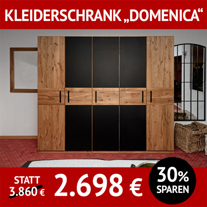 DOMENICA Kleiderschrank, 5-türig, Ureiche massiv