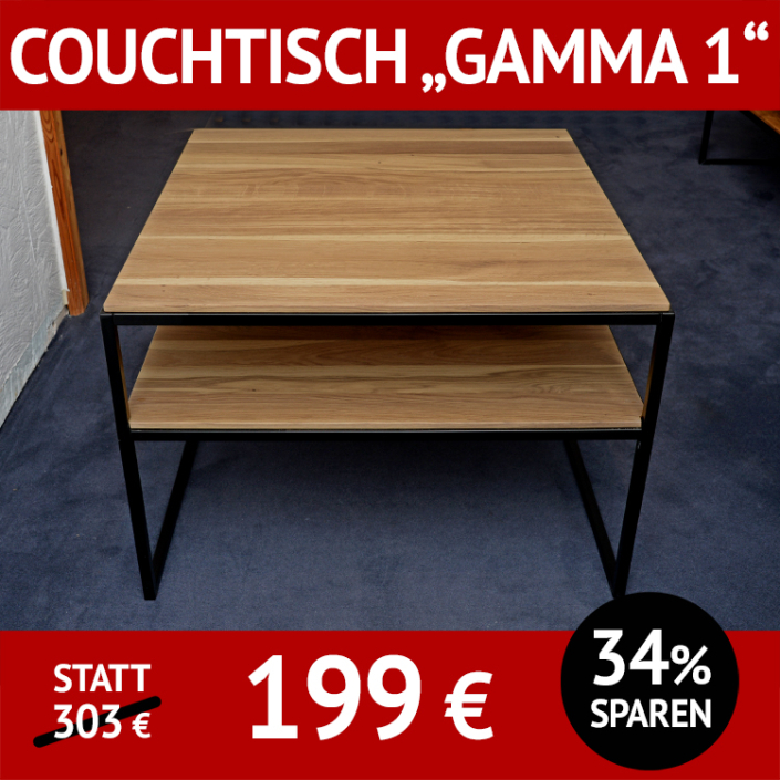 GAMMA 1 Couchtisch, Wildiche, Bianco geölt