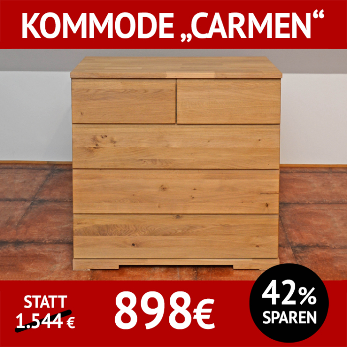 Kommode CARMEN, Wildeiche massiv, Bianco