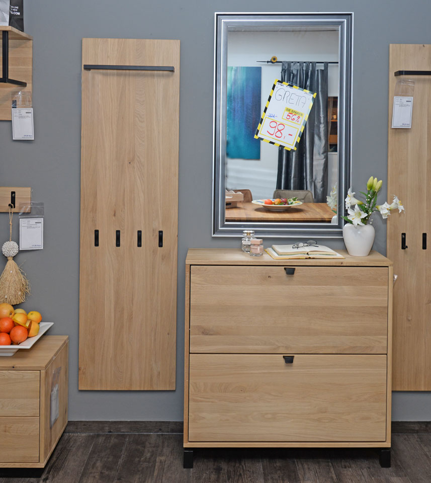2-teilige, moderne Garderobe SUITE, Wildeiche massiv, bianco geölt, in vielen anderen Massivholz-Varianten erhältlich 2-teilige, moderne Garderobe SUITE, Wildeiche massiv, bianco geölt, in vielen anderen Massivholz-Varianten erhältlich