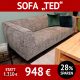 TED, ein großzügiges Sofa, Beistelltisch-TIMBER, Wildeiche massiv,-Sessel-DIANA,-Couchtisch-FIDES mit Ablage, Wildeiche massiv