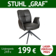 Stuhl GRAF, drehbar, Ledertex Dark Grey