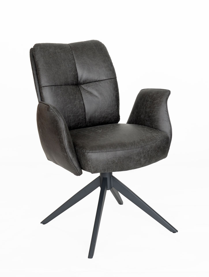 Stuhl GRAF, drehbar, Ledertex Dark Grey Stuhl GRAF, drehbar, Ledertex Dark Grey