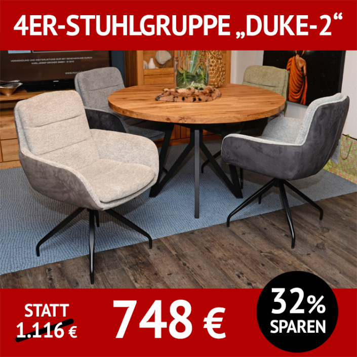 Stuhl DUKE 2 ist 2-farbig bezogen