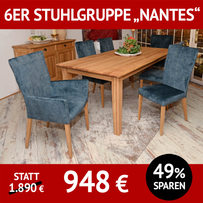 Stuhl NANTES als 6-er Stuhlgruppe