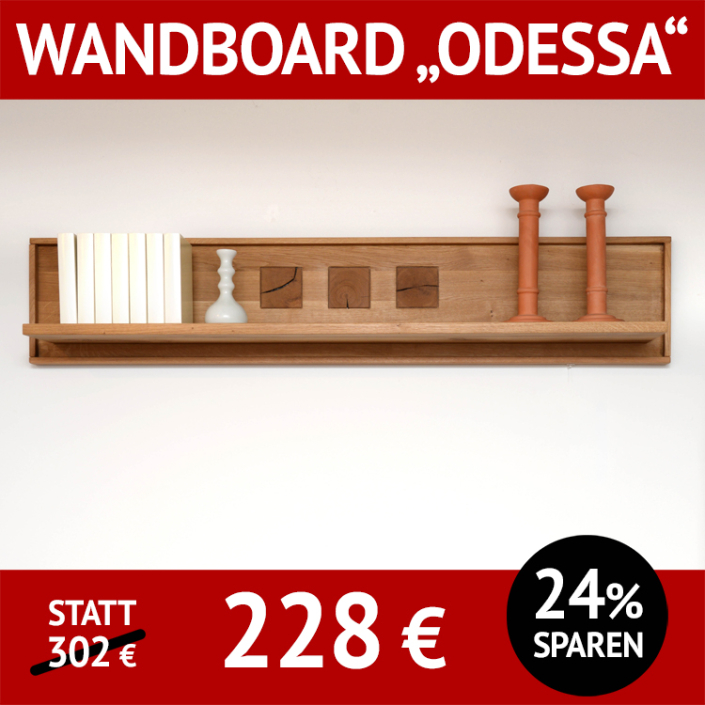 Wandboard ODESSA, Wildeiche massiv, Hirnholzapplikationen