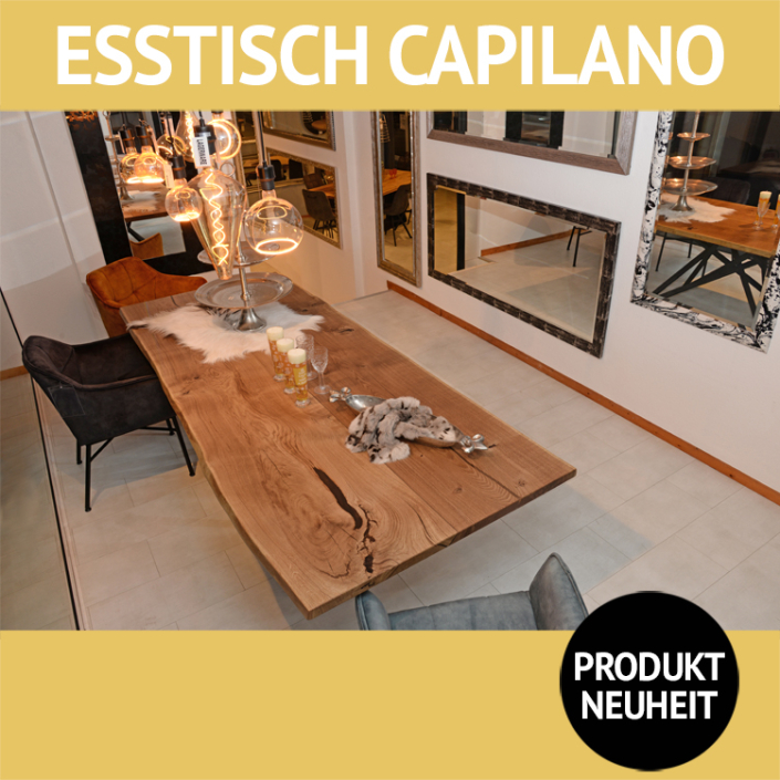 Esstisch CAPILANO mit SPIDER-Untergestell, Platte Ureiche, transparent ausgekittet