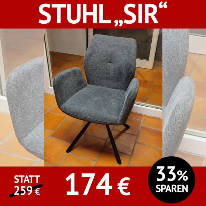 Stuhl SIR, blue grey, drehbares Untergestell