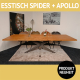 Esstisch bestehend aus: Tischuntergestell SPIDER, Laserschnitt, carbonfarbig, Tischplatte APOLLO, Massivholz Balkeneiche