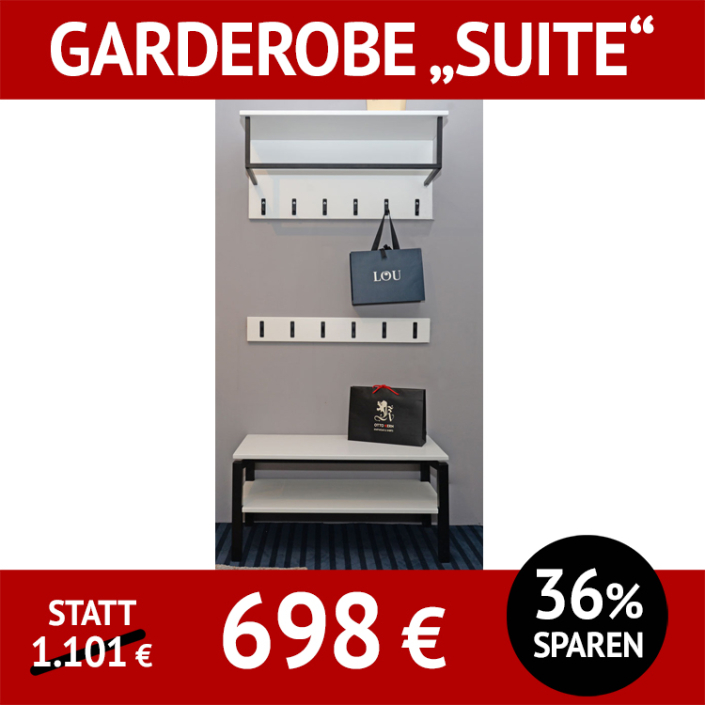 moderne Garderobe SUITE, Kiefer massiv astfrei, auch in vielen anderen Massivholzvarianten erhältlich