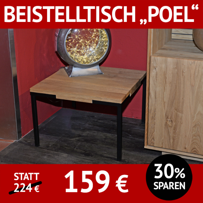 Couchtisch POEL, Eiche massiv und Metall, schwarz