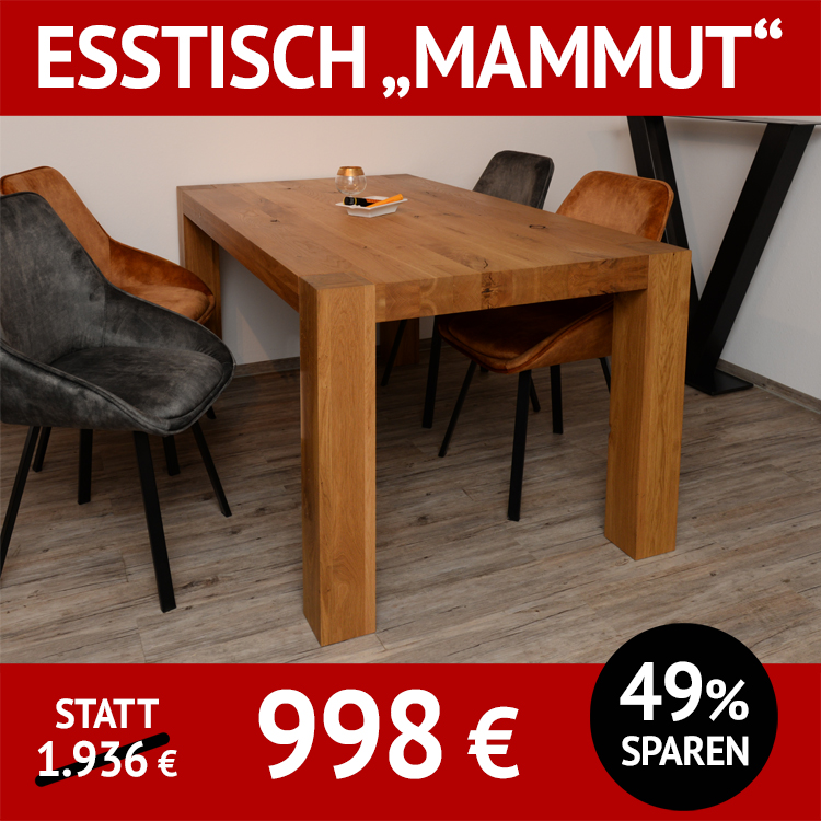 Esstisch MAMMUT, Ureiche, massiv, geölt