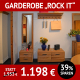 Garderobe ROCK IT, 4-teilig, Balkeneiche massiv