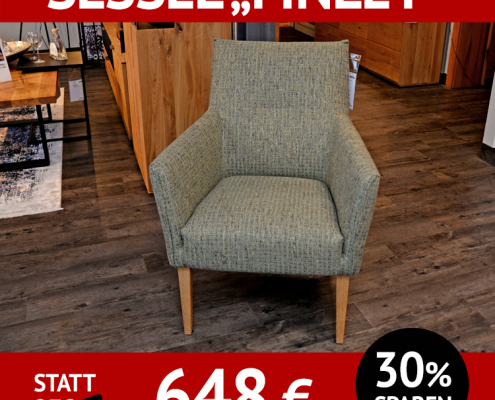Sessel FINLEY, mit Armlehnen und massivem Holzuntergestell