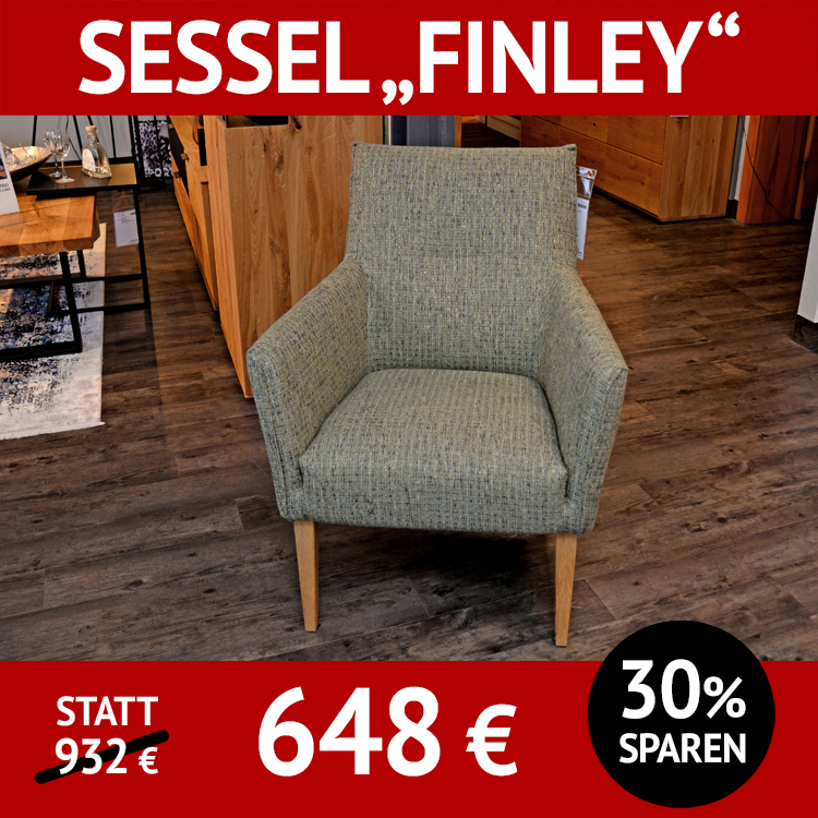 Sessel FINLEY, mit Armlehnen und massivem Holzuntergestell