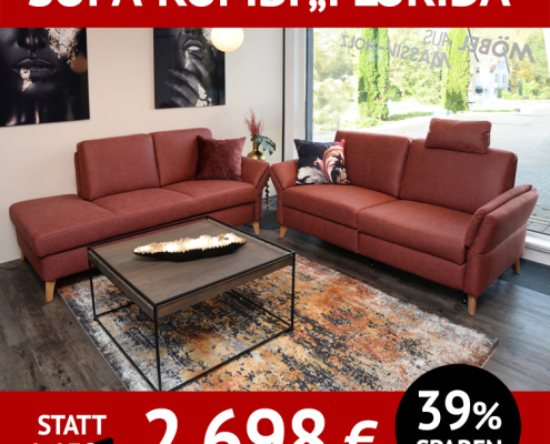 Sofa FLORIDA, Bezug Mikrofaser, 2,5-Sitzer mit Wall-Free-Relaxfunktion, Recamiere