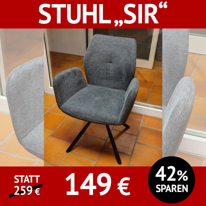 Stuhl SIR, blue grey, drehbares Untergestell