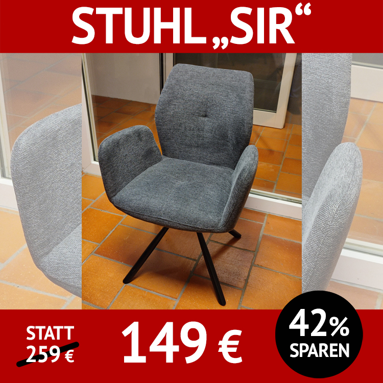 Stuhl SIR, blue grey, drehbares Untergestell