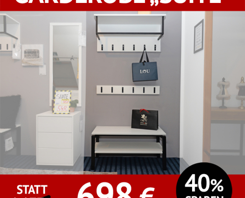 3-teilige, moderne Garderobe SUITE, Kiefer massiv astfrei, auch in vielen anderen Massivholzvarianten erhältlich