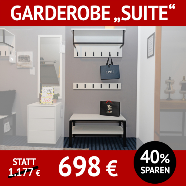 3-teilige, moderne Garderobe SUITE, Kiefer massiv astfrei, auch in vielen anderen Massivholzvarianten erhältlich