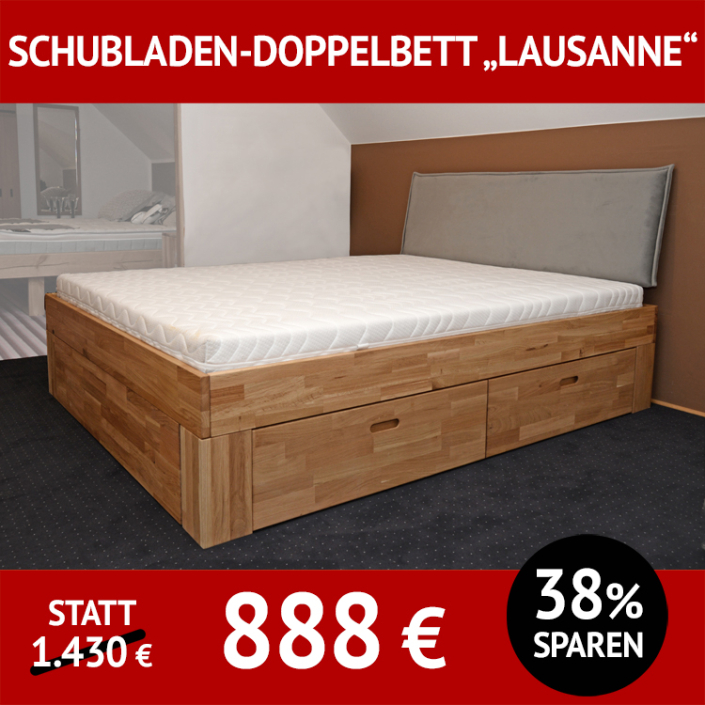 LAUSANNE Bett mit Schubladen, Liegefläche 160 x 200 cm