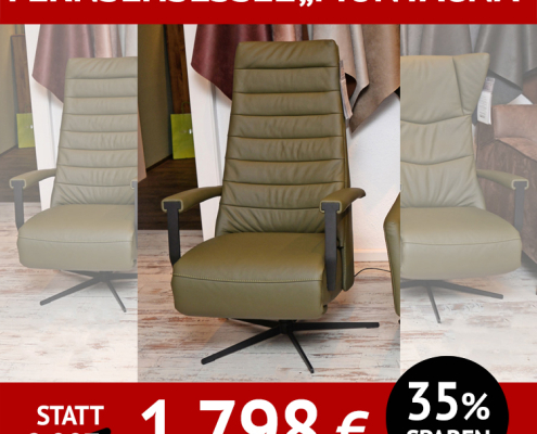 Relax-Sessel MONTAGNA, Bezug echt Leder, 2-motorische Relax-Verstellung, Akku, Designarmteil
