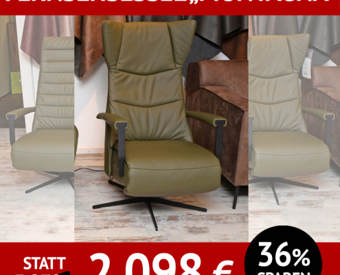 Relax-Sessel MONTAGNA, Bezug echt Leder, 3-motorische Herz-Waage-Position, motorische Kopfteilverstellung,, Akku, Designarmteil