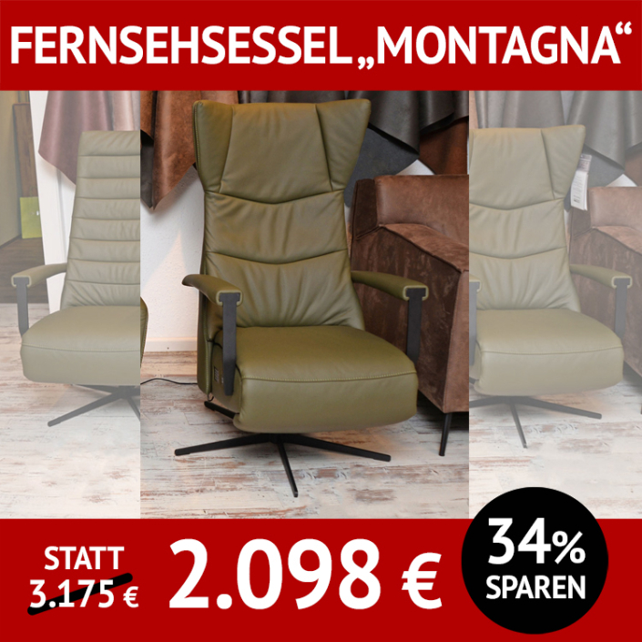 MONTAGNA Rückenvariante 4, Relaxsessel, moderner Fernsehsessel, echtes Leder, Herz-Waage-Funktion,