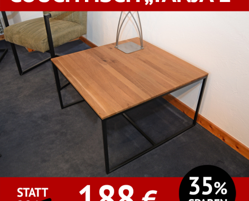 Couchtisch TANJA, massive Wildeiche und schwarzes Metall