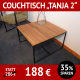 Couchtisch TANJA, massive Wildeiche und schwarzes Metall