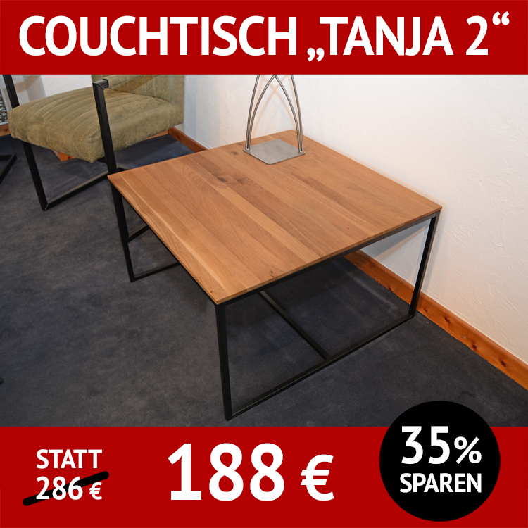 Couchtisch TANJA, massive Wildeiche und schwarzes Metall